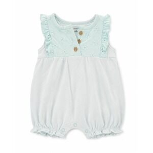 Carter's Newborn Baby Girl Eyelet Ruffle Romper Light Blue Mint NB